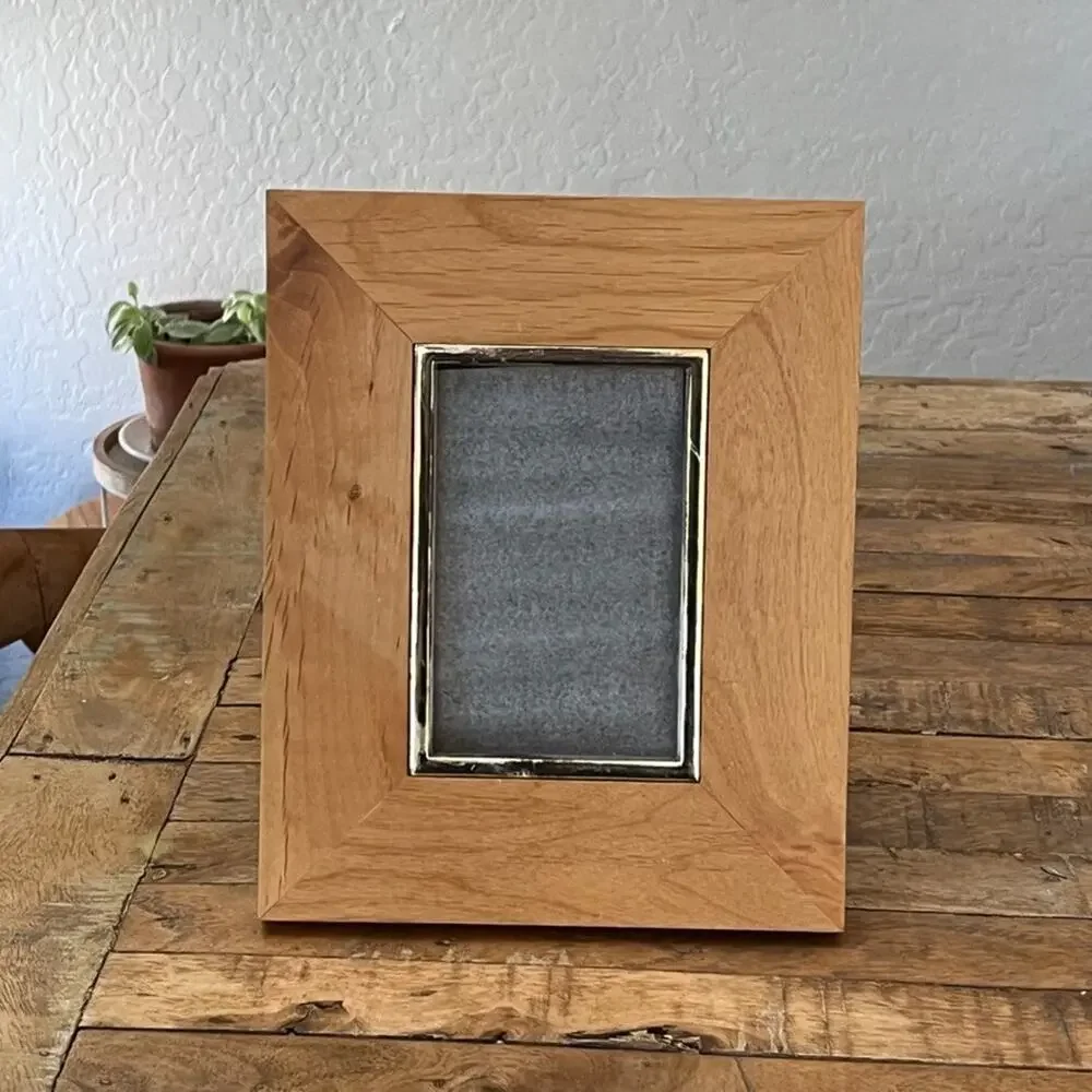 Photo Frame Natural Wood Metal 4 x 6